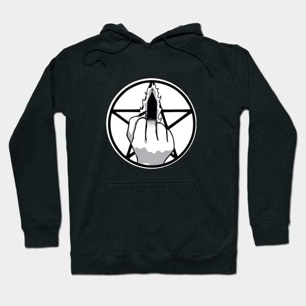 Burning church finger Hoodie by yayzus